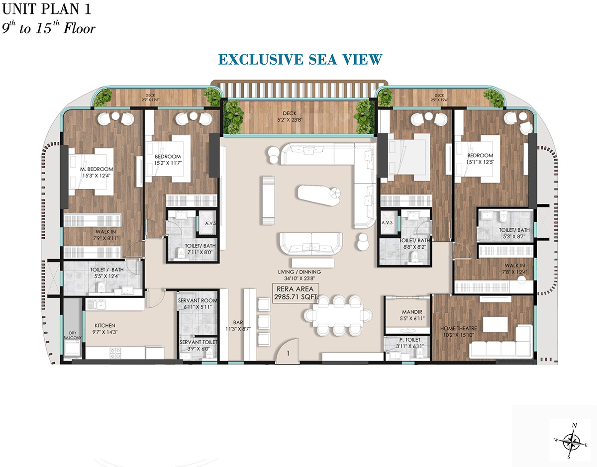 9th to 15th Floor Plan